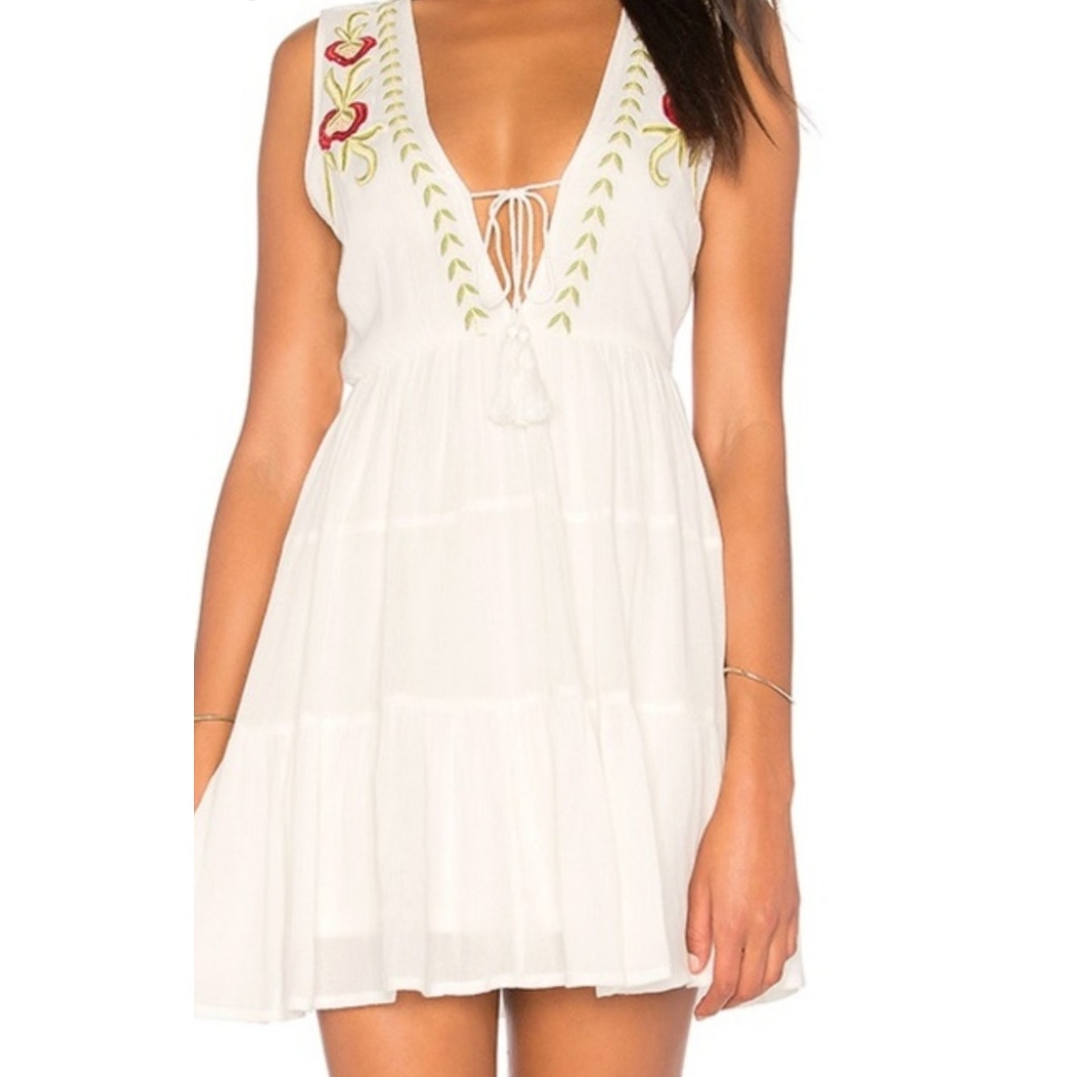 Nwt Sz S Band Of Gypsies Embroidered Boho Babydoll Mini Dress
